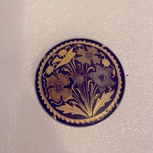 ESTATE DAMASCENE Pin W/ BIRD AND FLOWERS Unsigned.